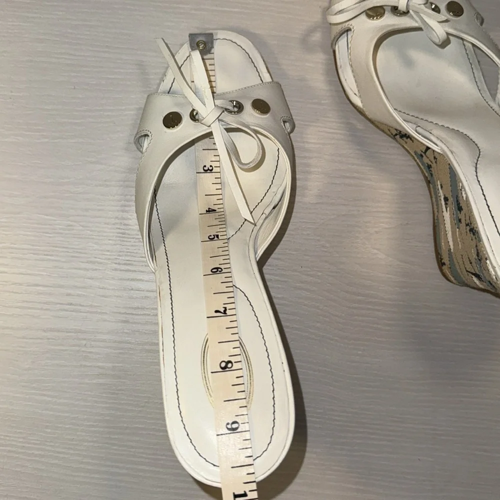 Tod's White Ribbon Wedge Wakeboard Pattern Espadrille Sandal Heel Shoes